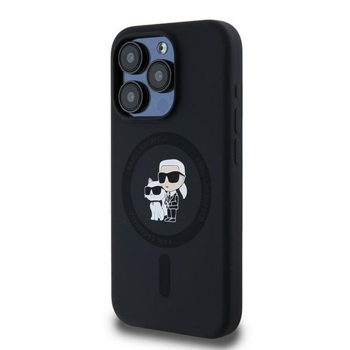 KARL LAGERFELD case for IPHONE 15 Pro compatible with Magsafe KLHMP15LSCMKCRHK (Silicone KC Body Ring) black