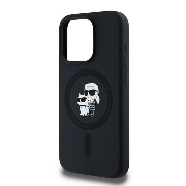 KARL LAGERFELD чехол для IPHONE 15 Pro совместимый с MagSafe KLHMP15LSCMKCRHK (Silicone KC Body Ring) черный