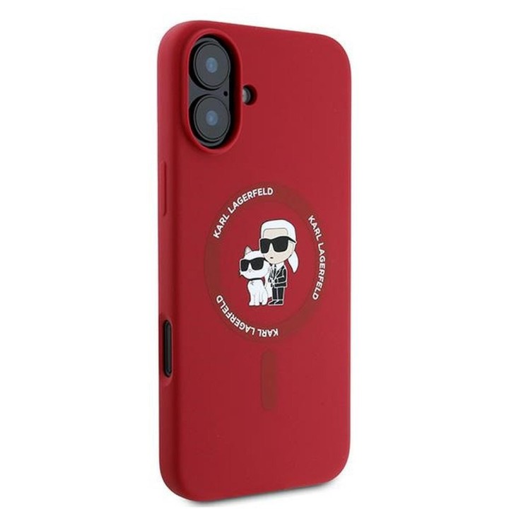 KARL LAGERFELD чохол для IPHONE 16 Plus сумісний із MagSafe KLHMP16MSCMKCRHR (Silicone KC Body Ring) червоний