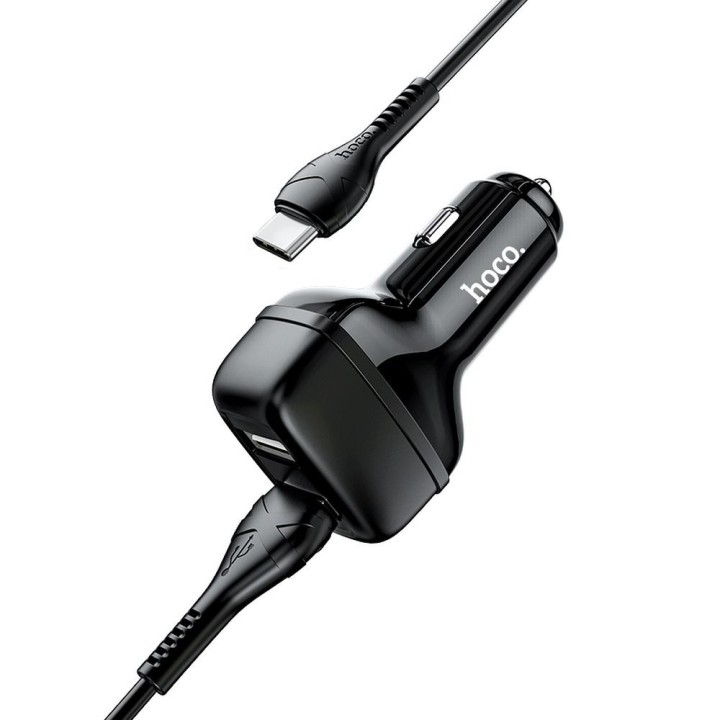 HOCO car charger 2xUSB + cable Type C 2,4A Leader Z36 black
