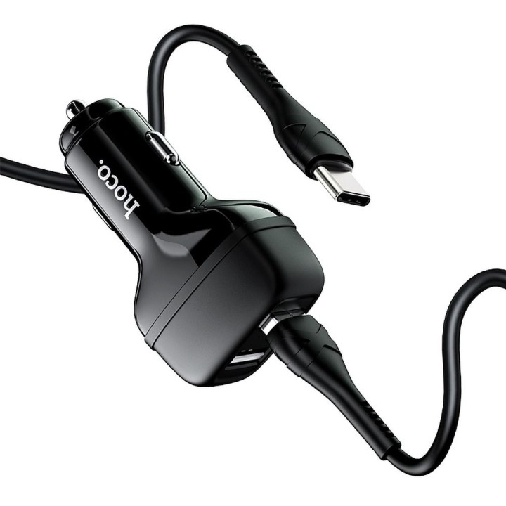 HOCO ładowarka samochodowa 2xUSB + kabel Typ C 2,4A Leader Z36 czarna