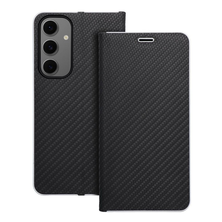 Чехол с клапаном для Samsung S24 FE Luna Book Carbon черный