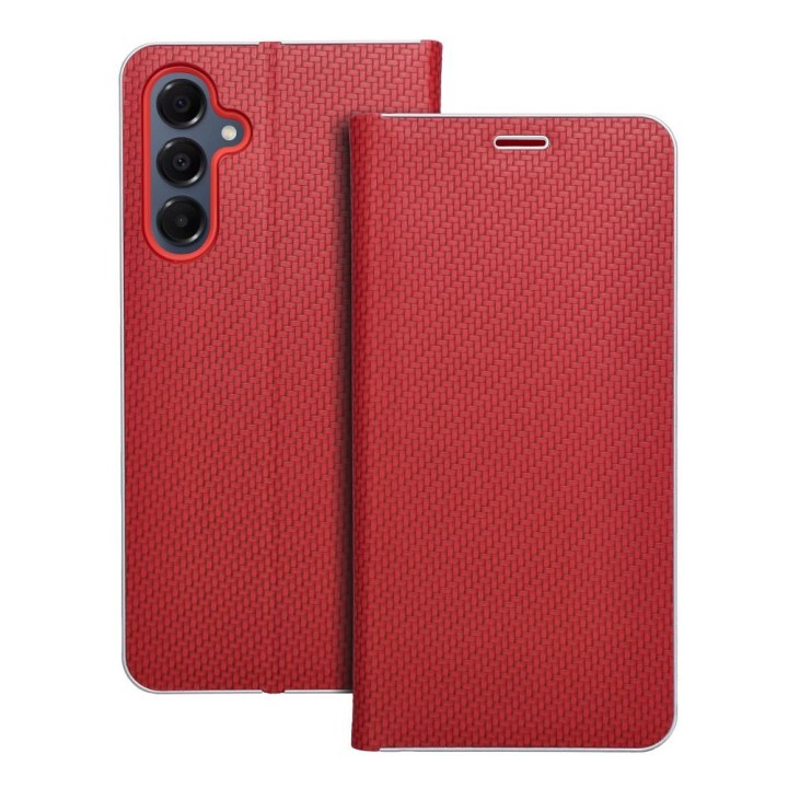 Etui z klapką na Samsung A16 5G Luna Book Carbon czerwone