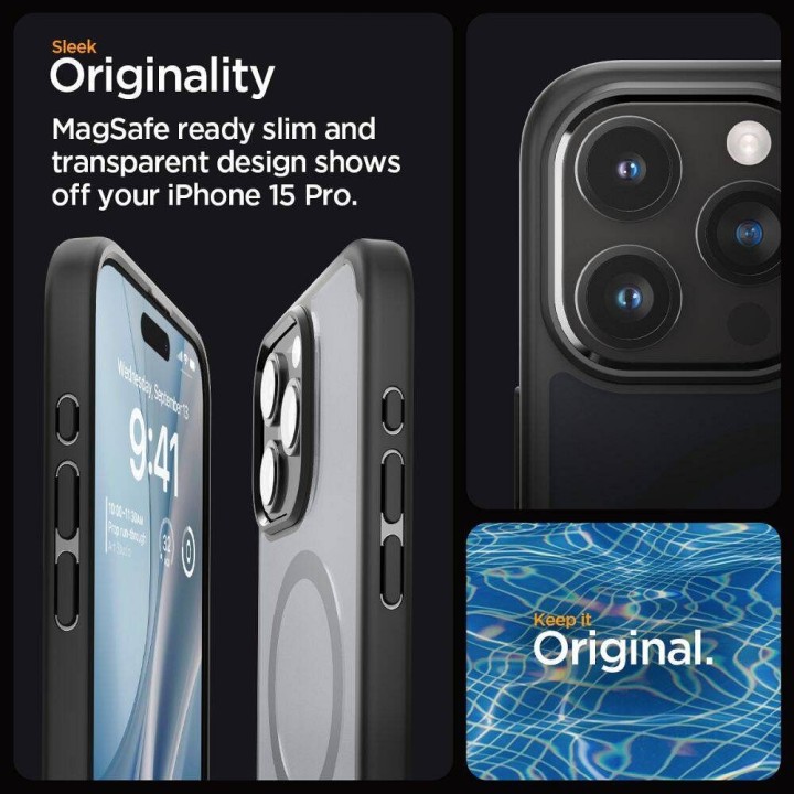 SPIGEN case ULTRA HYBRID MAG compatible with MagSafe for IPHONE 16 Pro frost black