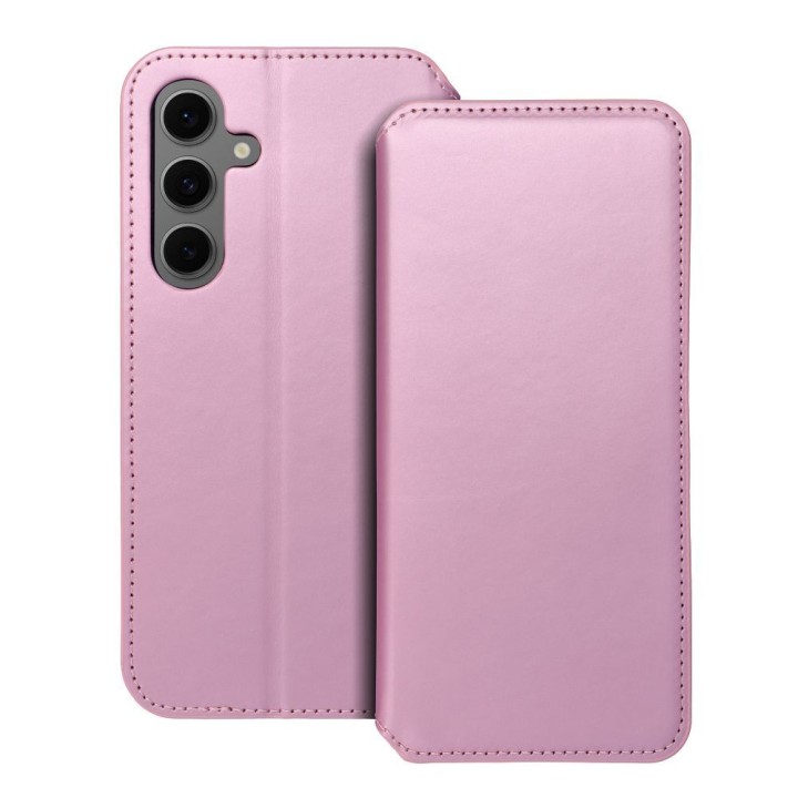 Etui z klapką na Samsung S24 FE Dual Pocket Book jasnoróżowe