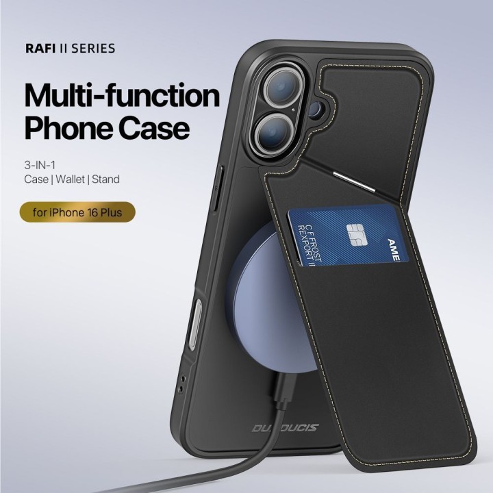 DUX DUCIS case RAFI II MAG with a stand compatible with MagSafe for IPHONE 16 Plus black