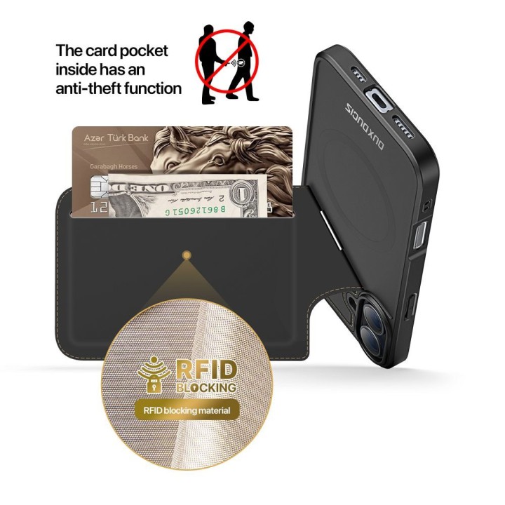 DUX DUCIS case RAFI II MAG with a stand compatible with MagSafe for IPHONE 16 Plus black
