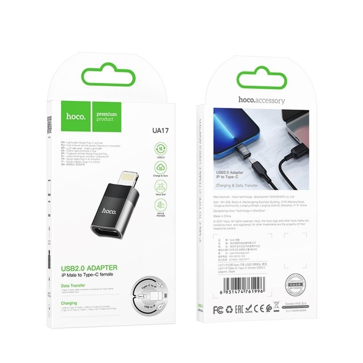 Adapter USB C do Lightning Hoco UA17 czarny