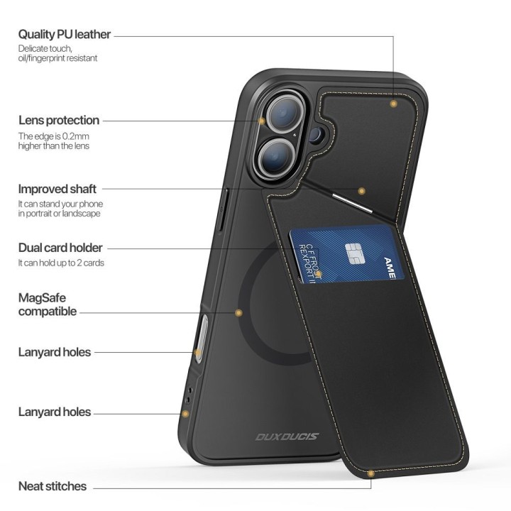 DUX DUCIS case RAFI II MAG with a stand compatible with MagSafe for IPHONE 16 Plus black