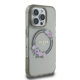 GUESS чохол для IPHONE 16 Pro сумісний із MagSafe GUHMP16LHFWFCK (IML Flowers Wreath) чорний