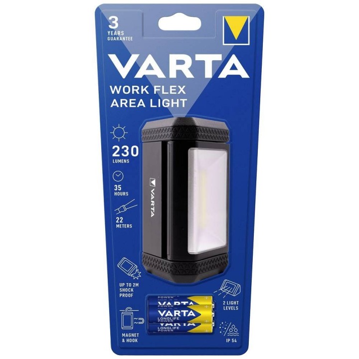 VARTA flashlight LED Work flex area 17648 + 3 x batteries R6 (AA)