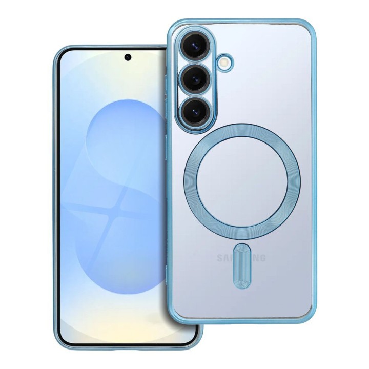 Чехол для Samsung S25 Electro Mag Cover совместимый с MagSafe синий