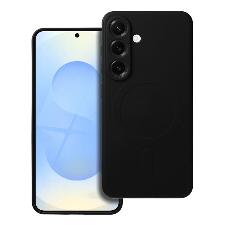 Чохол для Samsung S25 Silicone Mag Cover сумісний із MagSafe (camera protection) чорний