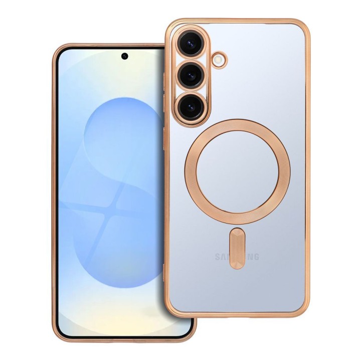 Case for Samsung S25 PLUS Electro Mag Cover compatible with MagSafe gold