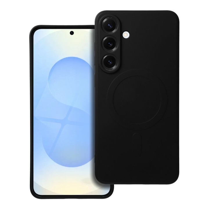 Case for Samsung S25 PLUS Silicone Mag Cover compatible with MagSafe (camera protection) black