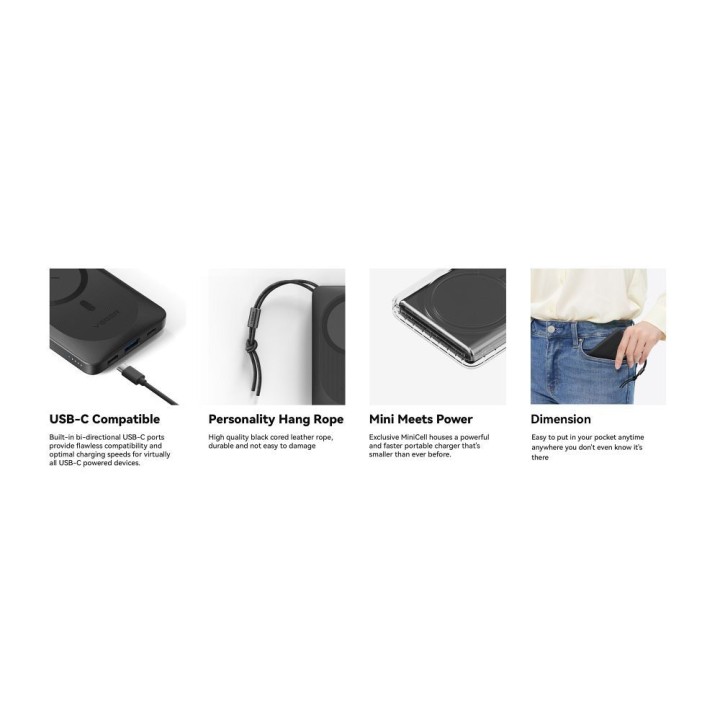 Повербанк сумісний з MagSafe Veger MagOn (VP1151 / W1151) PD QC3.0 2A 20W із зарядкою бездротовим 10000 mAh білий 0INT