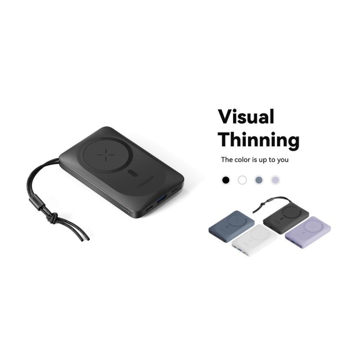 Повербанк сумісний з MagSafe Veger MagOn (VP1151 / W1151) PD QC3.0 2A 20W із зарядкою бездротовим 10000 mAh білий 0INT