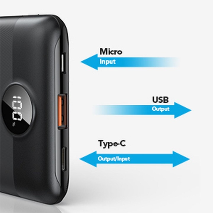 Повербанк Veger S11 (W1140) PD QC3.0 2A 22,5W 10000 mAh чорний 0INT