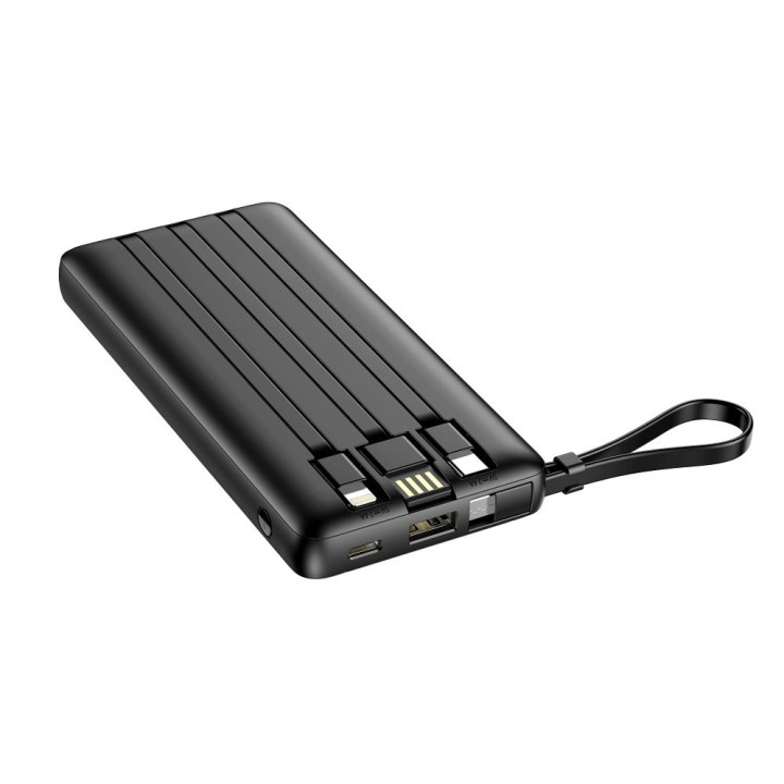 Power bank Veger C10 (W1116) 10000 mAh with built-in cables Micro USB / Type C / Lightning black