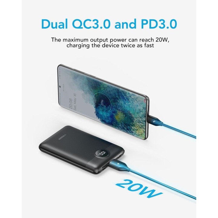 Повербанк Veger S11 (W1140) PD QC3.0 2A 22,5W 10000 mAh чорний 0INT
