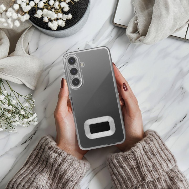 Чехол для Samsung S25 PLUS Glam серебристый