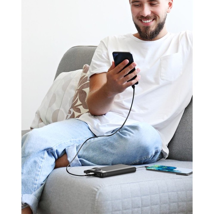 Power bank Veger C10 (W1116) 10000 mAh with built-in cables Micro USB / Type C / Lightning black