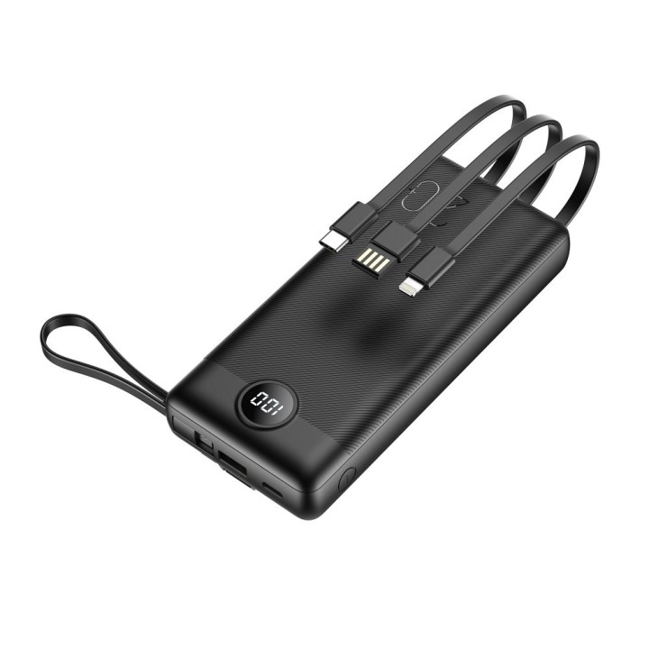 Power bank Veger C20 (W2047 / W2059) 20000 mAh with built-in cables Micro USB / type C / Lightning black
