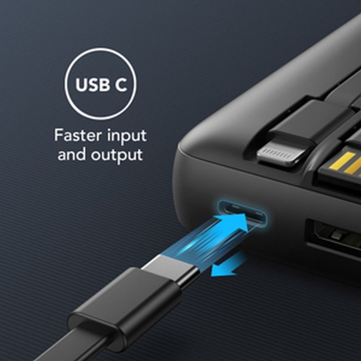 Power bank Veger C20 (W2047 / W2059) 20000 mAh with built-in cables Micro USB / type C / Lightning black