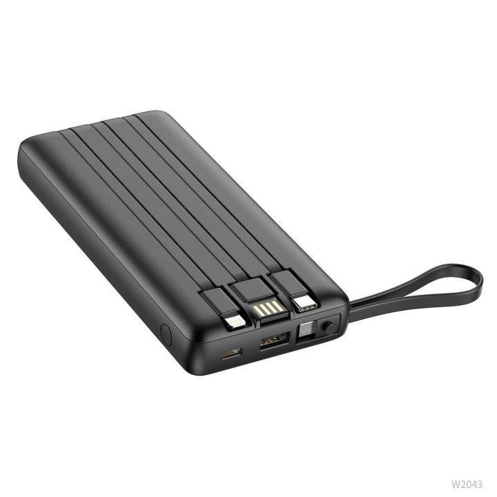 Повербанк Veger C20 (W2047 / W2059) 20000 mAh со встроенными кабелями Micro USB / тип C / Lightning черный