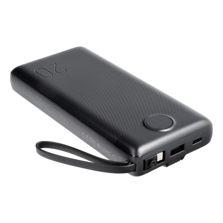 Повербанк Veger C20 (W2047 / W2059) 20000 mAh со встроенными кабелями Micro USB / тип C / Lightning черный
