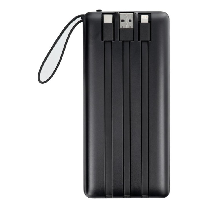 Повербанк Veger C20 (W2047 / W2059) 20000 mAh с встроенными кабелями Micro USB / Тип C / Lightning черный