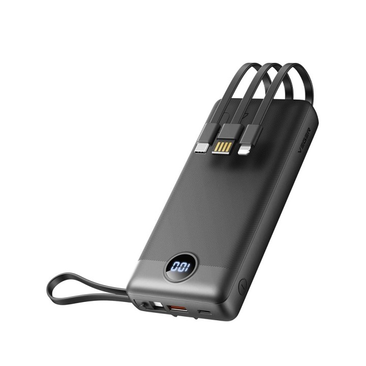 Power bank Veger C20 (W2047 / W2059) 20000 mAh with built-in cables Micro USB / type C / Lightning black