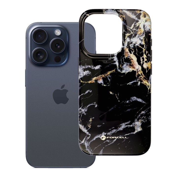 Чохол для iPhone 15 PRO Forcell F-Protect Mirage сумісний із MagSafe Military Drop-Test black marble