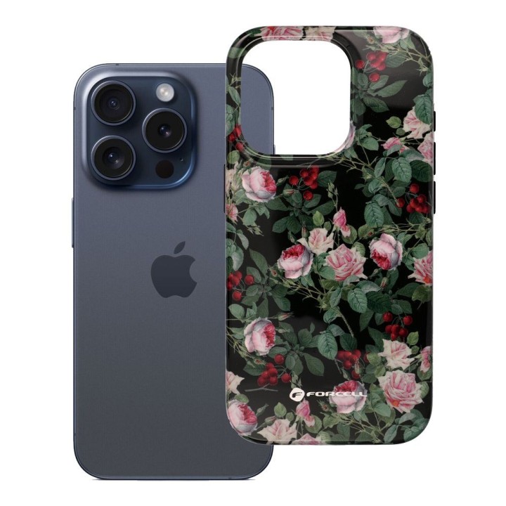 Case for iPhone 15 PRO Forcell F-Protect Mirage compatible with MagSafe Military Drop-Test rose drama