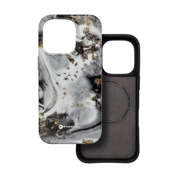 Case for iPhone 15 PRO Forcell F-Protect Mirage compatible with MagSafe Military Drop-Test silver fog