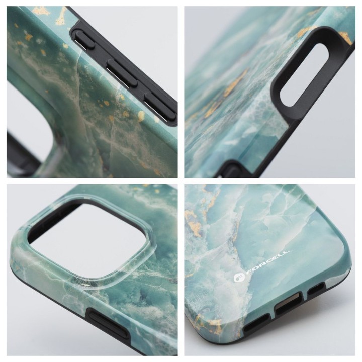 Case for iPhone 15 PRO MAX Forcell F-Protect Mirage compatible with MagSafe Military Drop-Test green marble