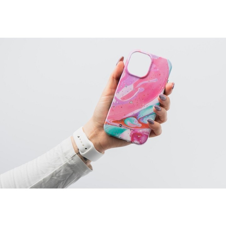 Case for iPhone 15 PRO MAX Forcell F-Protect Mirage compatible with MagSafe Military Drop-Test pink marble