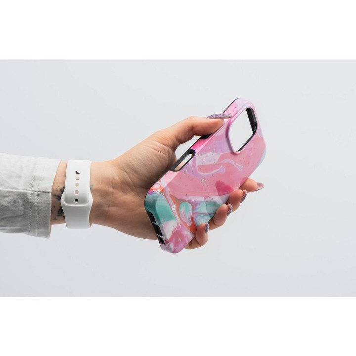 Case for iPhone 15 Forcell F-Protect Mirage compatible with MagSafe Military Drop-Test pink marble