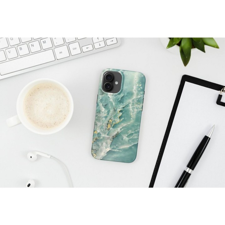 Чехол для iPhone 15 PRO MAX Forcell F-Protect Mirage совместимый с MagSafe Military Drop-Test green marble