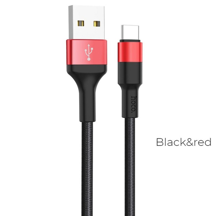 USB-A to USB-C cable Hoco 2A 1 m X26 black red