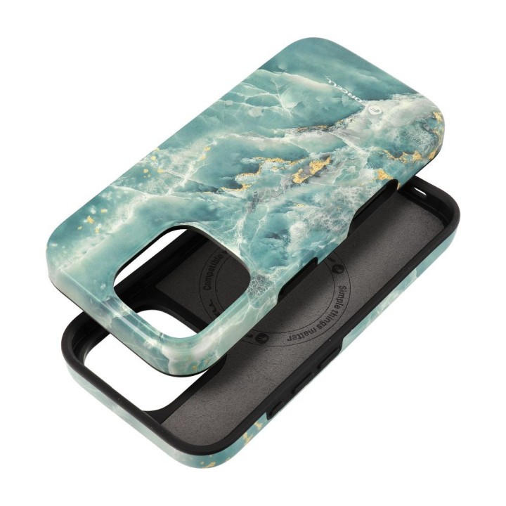 Case for iPhone 15 PRO MAX Forcell F-Protect Mirage compatible with MagSafe Military Drop-Test green marble