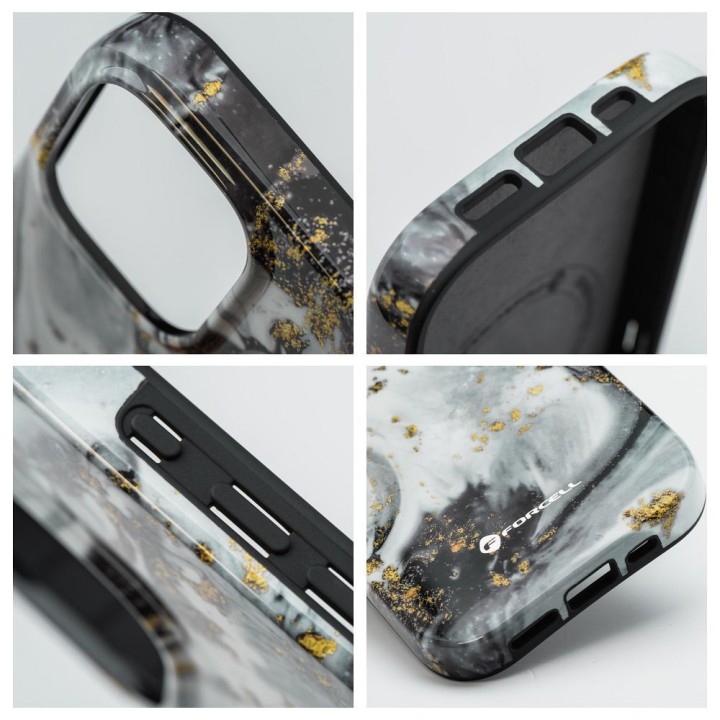 Case for iPhone 15 Forcell F-Protect Mirage compatible with MagSafe Military Drop-Test silver fog