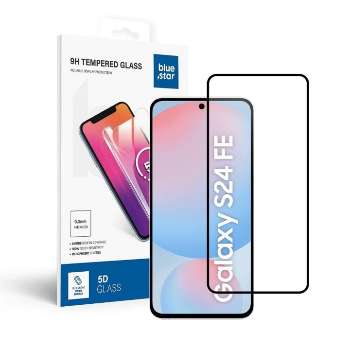 Tempered glass 5D for Samsung A27 5G / S24 FE (full glue / case friendly) Blue Star black