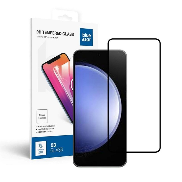 Tempered glass 5D for Samsung S25 (full glue / case friendly / reader remains functional) Blue Star black