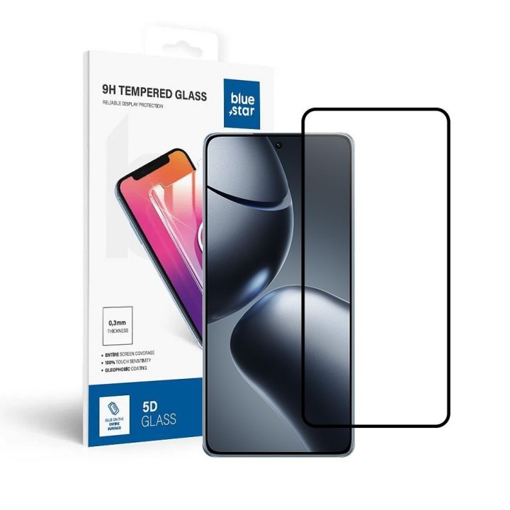 Закаленное стекло 5D для Xiaomi 14T Blue Star черное