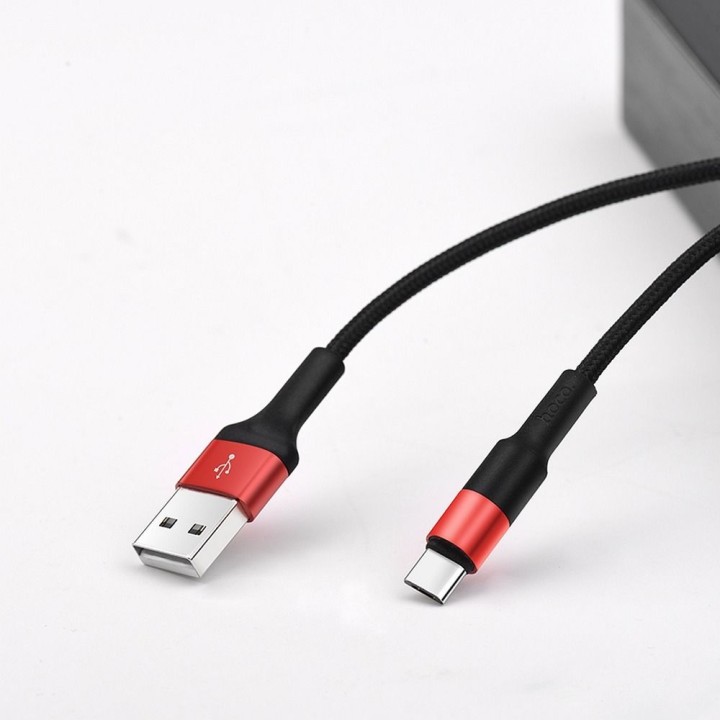 USB-A to USB-C cable Hoco 2A 1 m X26 black red