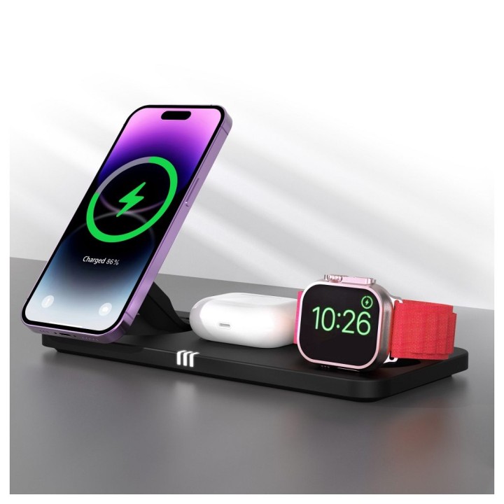 Wireless charger Forcell F-Energy 3w1 MagNetix USB C Qi2 20,5W MagSafe compatible black 0INT
