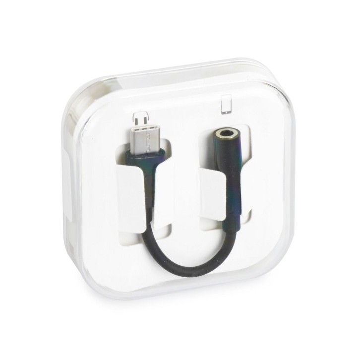 Адаптер AUX Type C [штекер (male)] на Jack 3,5 mm [гніздо (female)] BOX чорний [DAC]