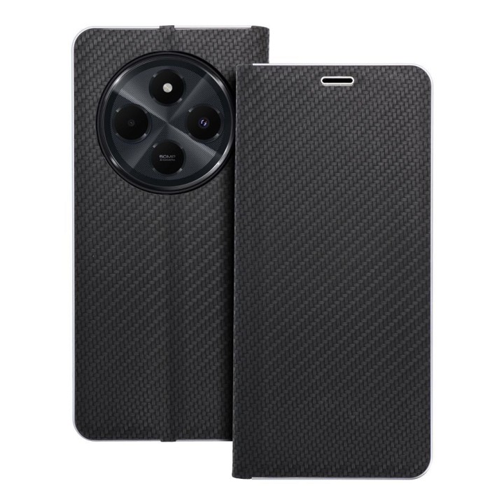Чехол с клапаном для Xiaomi Redmi 14C Luna Book Carbon черный
