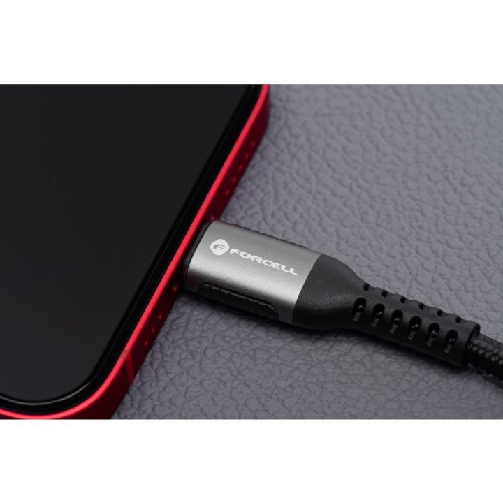 Кабель USB A для Lightning Forcell F-Energy 2,4A 12W Cafule 2 m C257 чорний